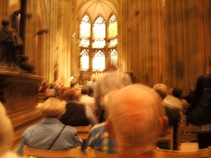 It's a bit fuzzy, but this was the best I could get of mass at St. Peter's. At least I had the flash off...
